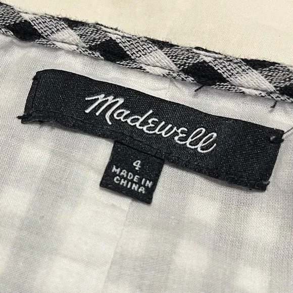 Madewell Gingham Cottagecore Wrap Mini Skirt Black and White EUC small 4 - Picture 3 of 6